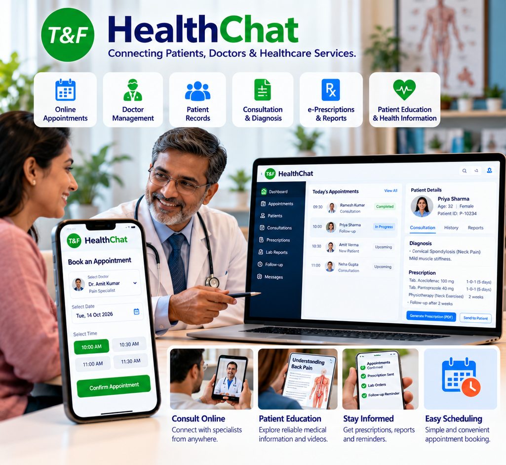 HealthChat appointment, patient, consultation, and prescription platform