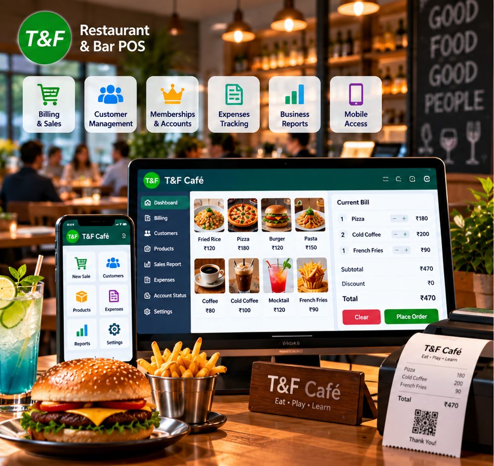 Restaurant and Bar POS billing and operations dashboard